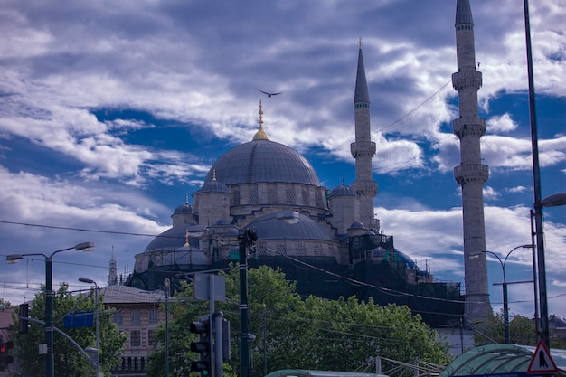 Foto moskee lucht en wolken istanbul trkiye behang