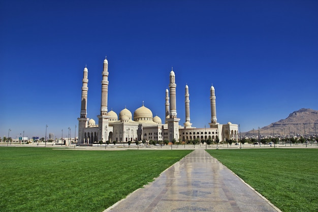 Moskee met groen veld