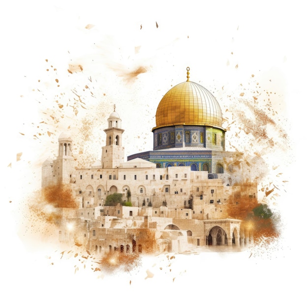 Moskee van Al-Aqsa Dome of the Rock in de oude stad Jeruzalem AL Quds 3d rendering