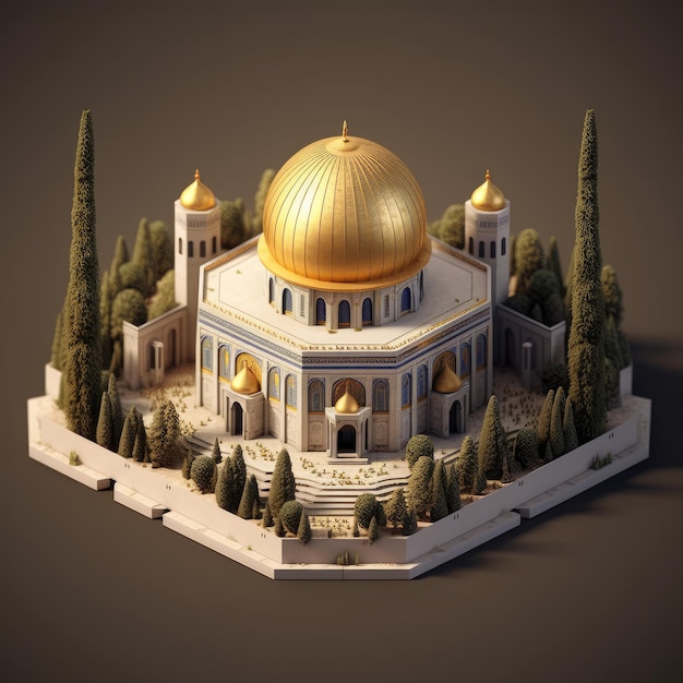 Moskee van Al-Aqsa Dome of the Rock MoskeeJerusalem AL Quds 3d rendering Palestijnse