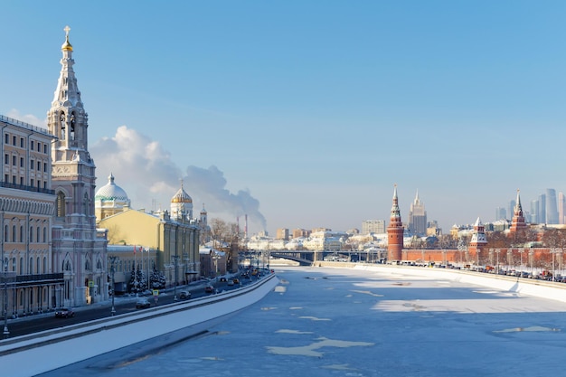 Moskva river in sunny winter day