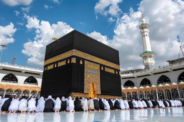 Moslim pelgrims bij de Heilige Kaaba in Mekka