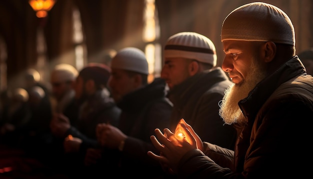 Foto moslims bidden hunkering naar mawlid-fotografie islamitische en moslimconcept achtergrond ph