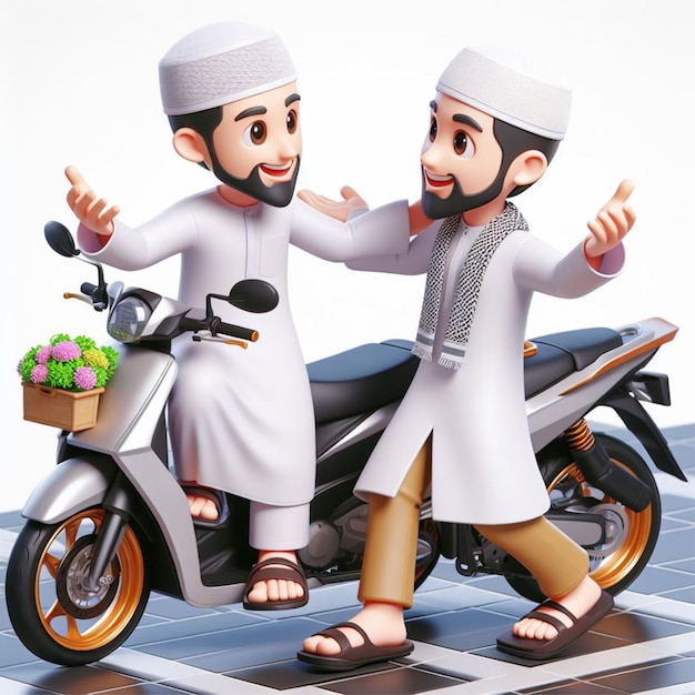 Moslims vieren Eid al-Fitr op motorfietsen