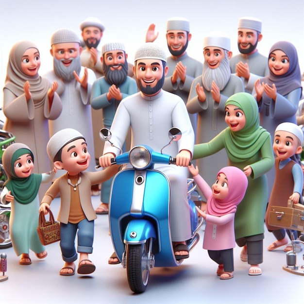 Moslims vieren Eid al-Fitr op motorfietsen