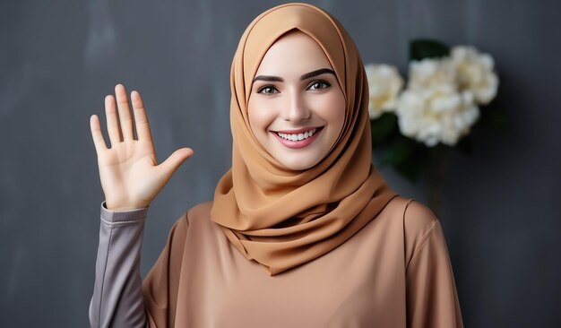 Foto moslimvrouwen die in hijab glimlachen