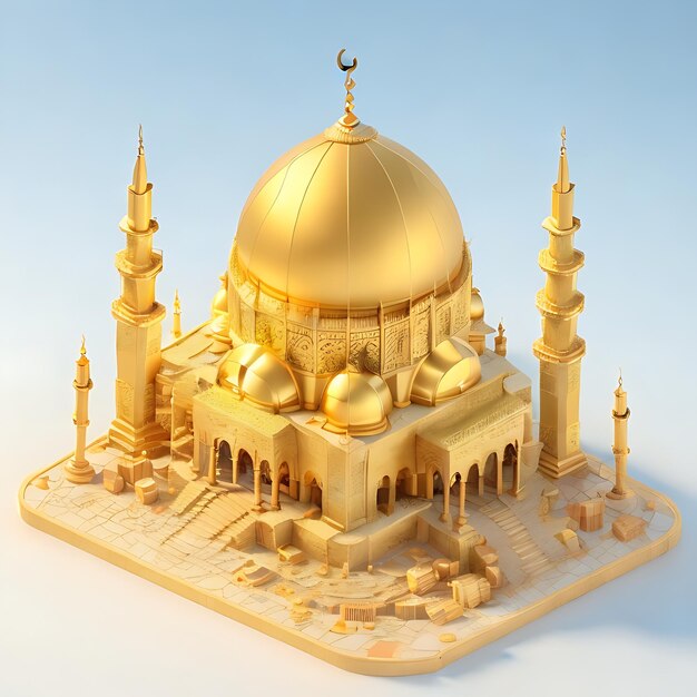 mosque 3d vray render isometric generative ai