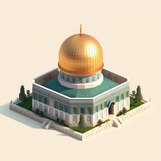 Mosque of AlAqsa Dome of the Rock in Old Town Jerusalem AL Quds 3d rendering