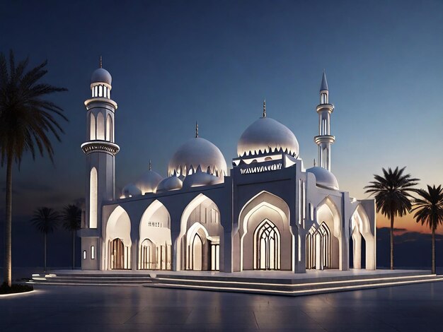 Mosque building architecture at night