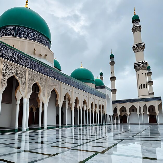 Photo mosque building architecture with cloudy weather