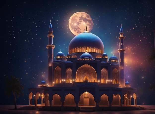 Mosque building for Ramadan background concept Ai Generated