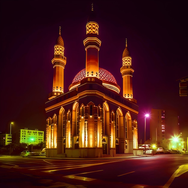 Mosque in the city at night Kuala Lumpur Malaysia