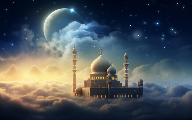 구름 위의 모스크 이슬람 새해 인사