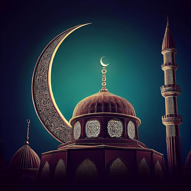 Mosque Crescent Moon Islamic Eid