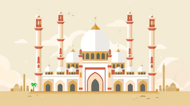 Mosque Design for Islamic Events and Eid Greetings Generative AI