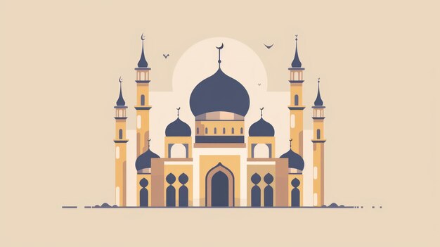 Photo mosque design for islamic events and eid greetings generative ai