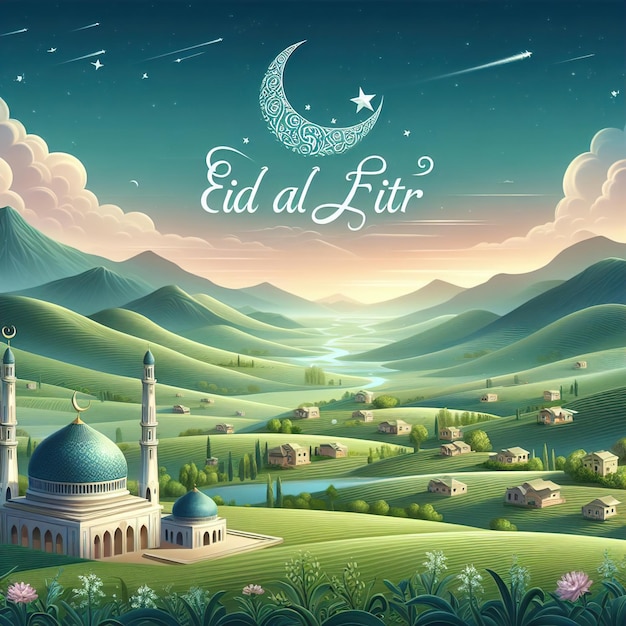 Mosque eid al fitr design nature