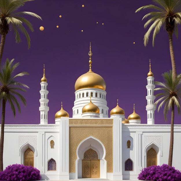 Photo mosque golden purple