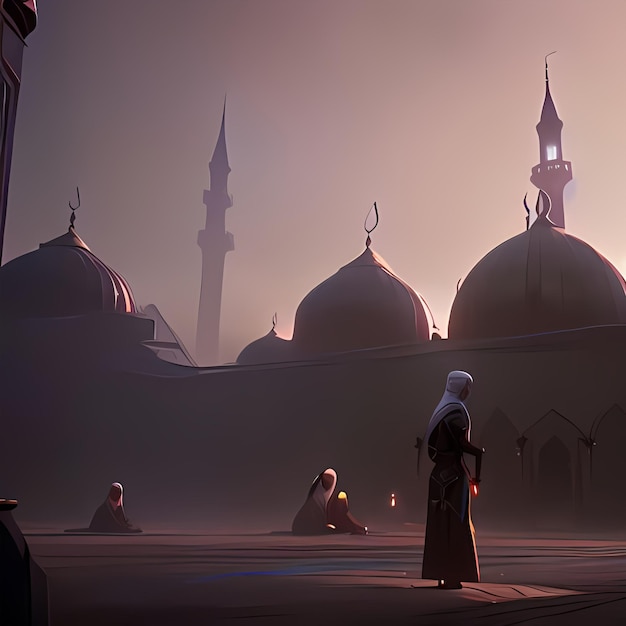 Mosque illustration ai generated