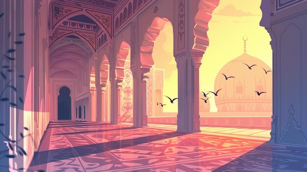 Photo mosque illustration ramadan kareem