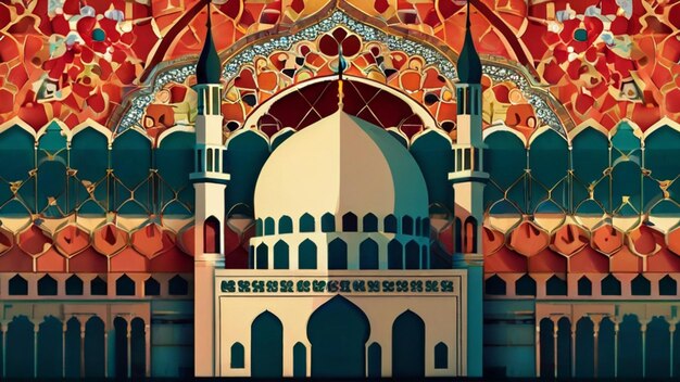 イスラム教の聖月であるラマダン・カリームのモスクのイラスト