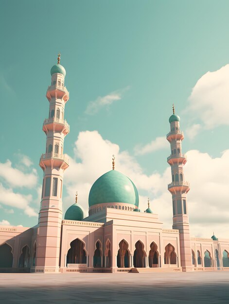 a mosque is under a blue sky