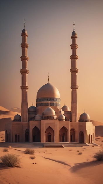 Mosque in the middle of an aesthetic desert