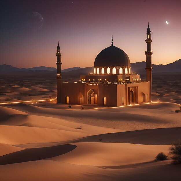 Mosque in the middle of an aesthetic desert