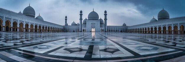 A mosque in the middle of a cloudy sky