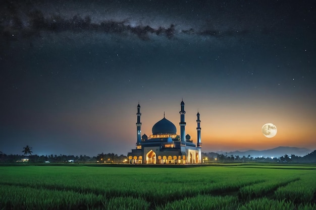 Mosque in the middle of paddy field