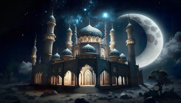 Mosque in the month of Ramadan Generate AI