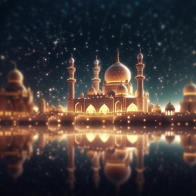 mosque under the moonlight