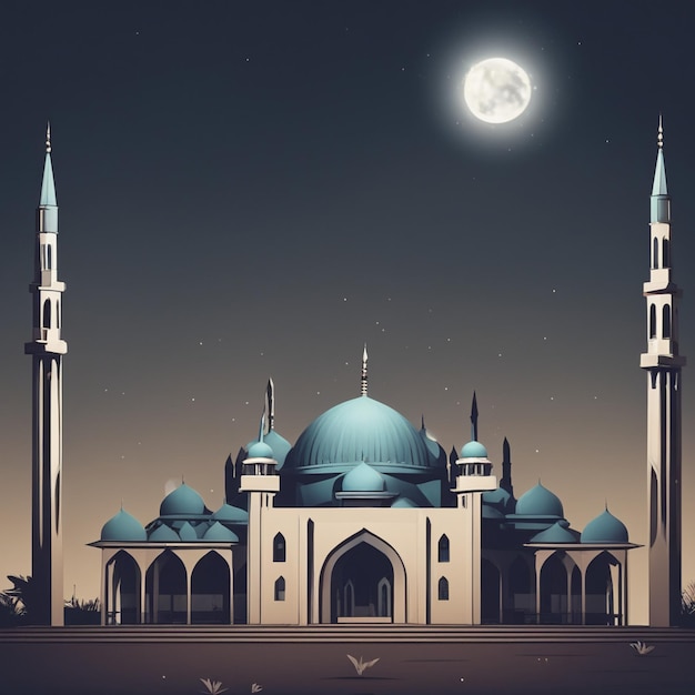 Mosque night moon