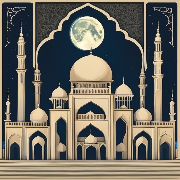 Mosque night moon