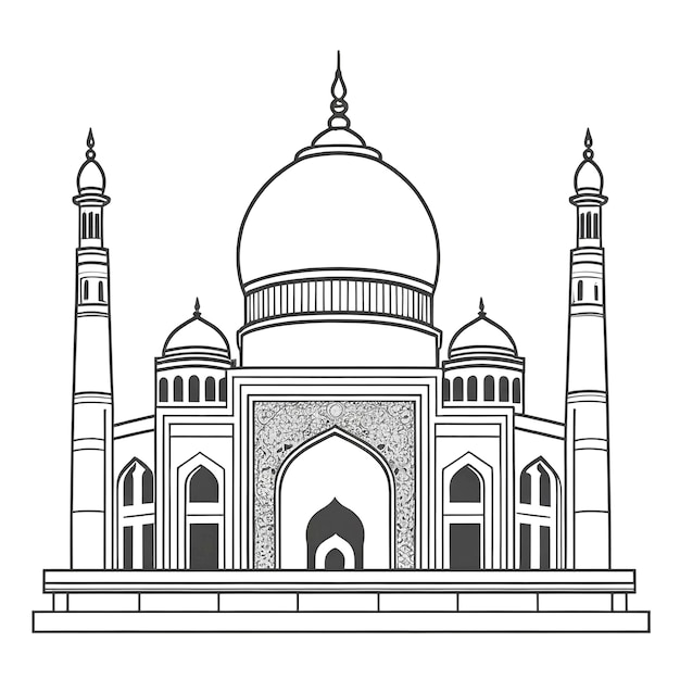 Mosque Outline Illustration On White Background