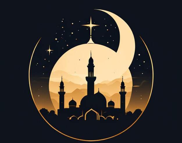 Mosque outline logo Muslim holiday of Ramadan
