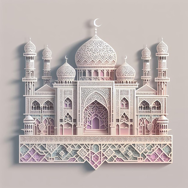 Photo mosque in paper style design