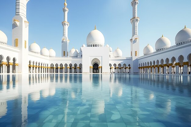 Mosque and reflection in lake Ai generated