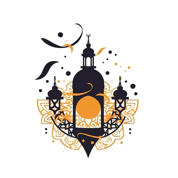 モスクと宗教 モスクと月のイラストと AI によるロゴのアイデアの作成