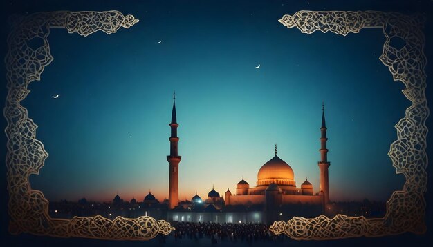 mosque religious moon background holiday beautiful religion culture art design decoration