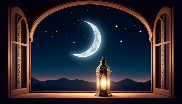 mosque religious moon background holiday beautiful religion culture art design decoration