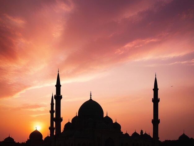 Mosque Silhouette at Sunset