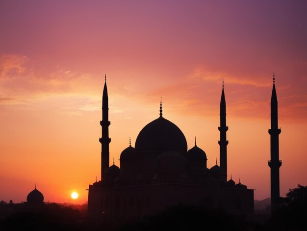 Mosque Silhouette at Sunset