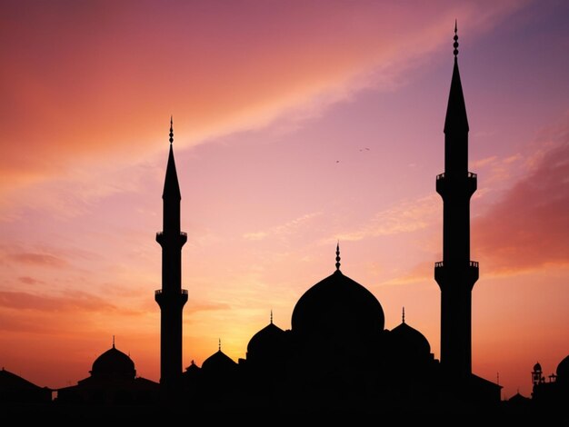 Mosque Silhouette at Sunset