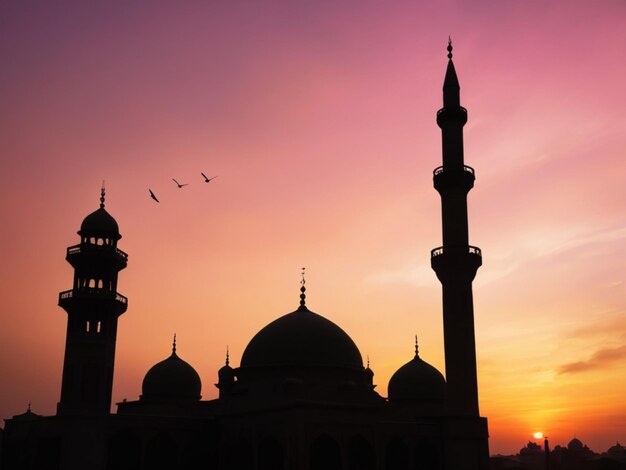 Mosque Silhouette at Sunset