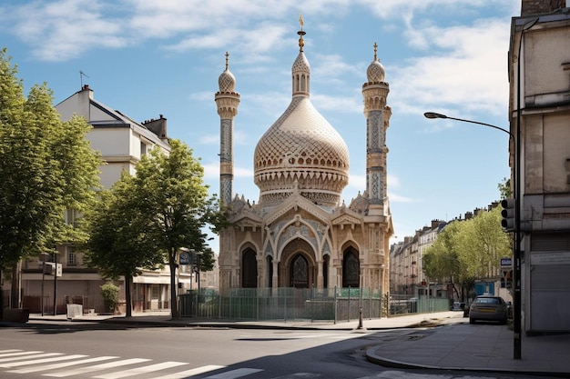 a mosque on the street