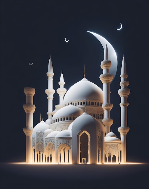 Mosque sunset sky moon holy night islamic night and silhouette mosque islamic wallpaper