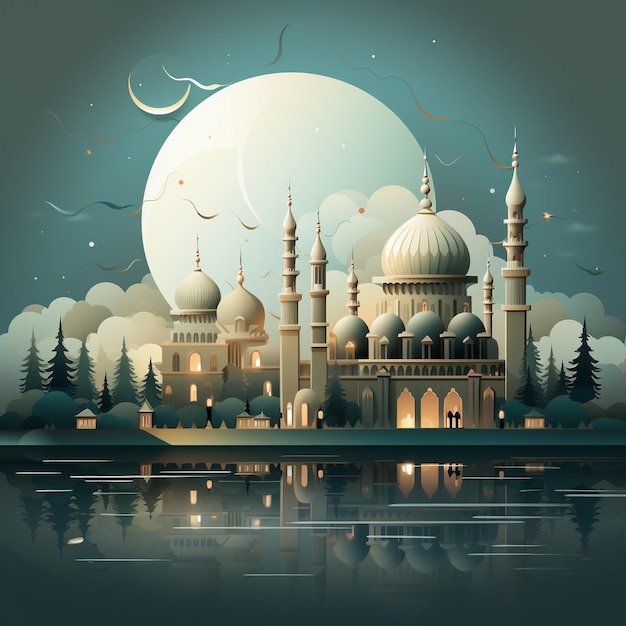 mosque upon moon