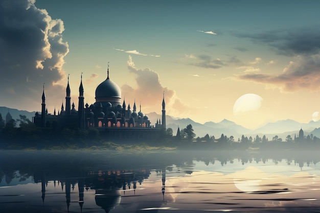 mosque upon moon