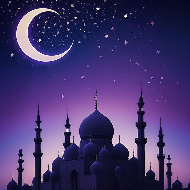 Foto una moschea con una luna crescente e una stella su di essa